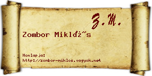 Zombor Miklós névjegykártya